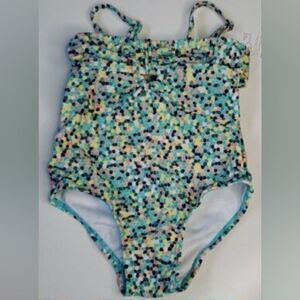 NEW 24 mo 2T JESSICA SIMPSON ONE PIECE GREEN CORAL CUTOUT FRINGE SWIMSUIT NWT